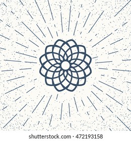 Asian linear mandala ornament. Vector decorative geometric symbol.