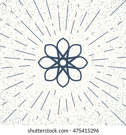 Asian linear mandala ornament. Vector decorative geometric symbol.