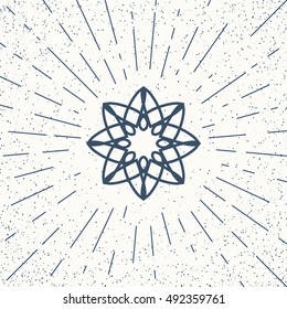 Asian linear mandala ornament. Vector decorative geometric symbol.