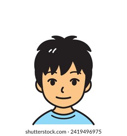 Asian little boy, smiling, vector illustration