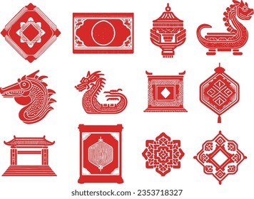 Asian logo decorative icon vector. Chinese ornament icon illustration.