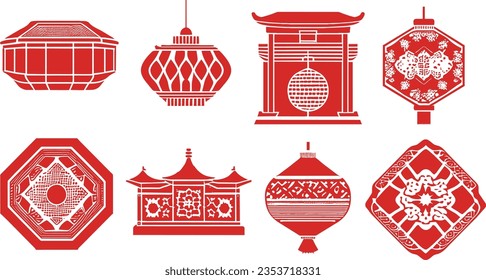 Asian logo decorative icon vector. Chinese ornament icon illustration.