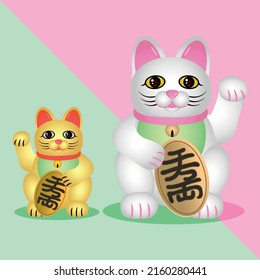 Asian lucky cat symbol, Fortune sign, Japanese world means "1000 customers come"