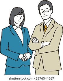 Asian male and female business people