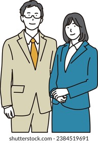 Asian male and female businesspeople