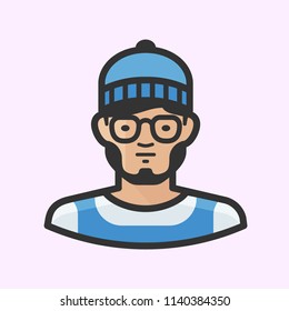 Asian male hipster in knitted cap