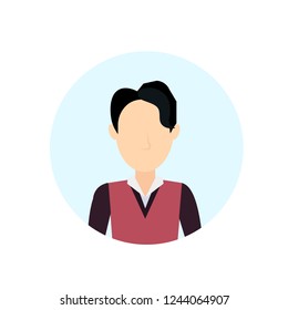 asian man avatar isolated faceless male cartoon character portrait flat