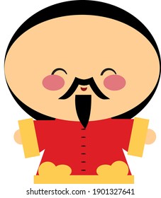 asian man chinese new year cute red ansian man kawaii cartoon sensei 