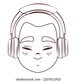 Asian man face cartoon