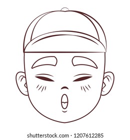 Asian man face cartoon