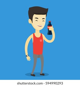 Asian Man Holding Fresh Soda Beverage Stock Vector (Royalty Free ...