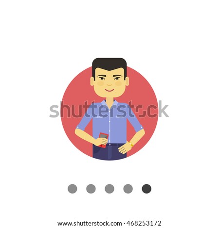Asian man holding smartphone