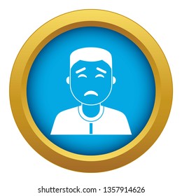 Asian man icon blue vector isolated on white background for any design
