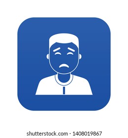 Asian man icon digital blue for any design isolated on white vector illustration