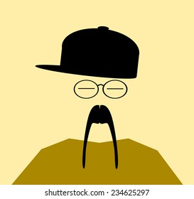 asian man with long mustache wearing hip hop fashion