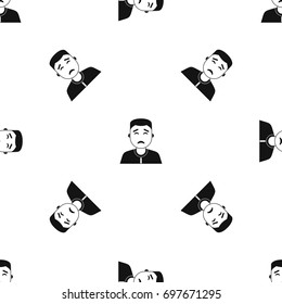 Asian man pattern repeat seamless in black color for any design. Vector geometric illustration