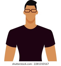 Retrato de hombre asiático de estilo plano. Icono del vector aislado en blanco.
