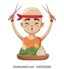 Asian man with rice dumplings