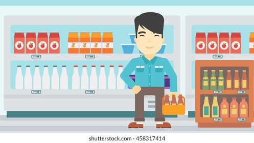 Asian Man Standing Alcohol Store Man Stock Vector (Royalty Free ...