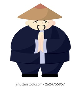 Asian man in traditional outfit. Vector illustration