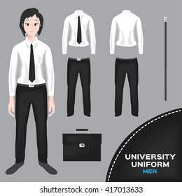 asian man university and high school uniform set 