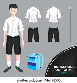 asian man university and high school uniform set