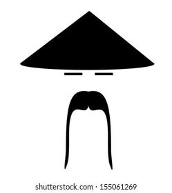 asian man wearing traditional conical hat