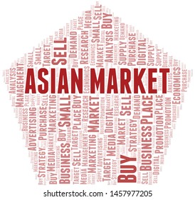 Asian Market word cloud. Vector made with text only