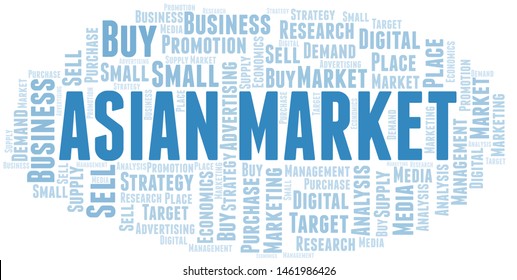 Asian Market word cloud. Vector made with text only