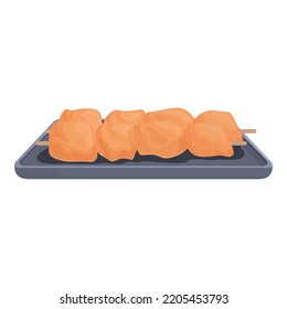 Asian meat icon cartoon vector. Japanese food. Ramen plate