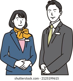 Asian men and women who serve customers in the travel industry