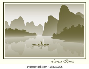 Asian misty landscape