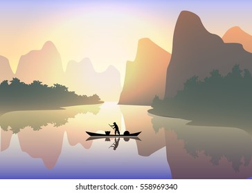 Asian misty landscape