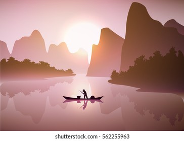 Asian misty landscape