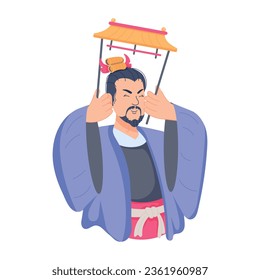 Asian monarch flat premium illustration 