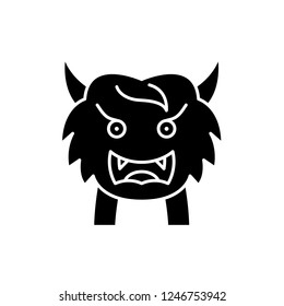 Asian monster black icon, vector sign on isolated background. Asian monster concept symbol, illustration 