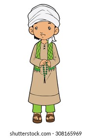 Asian muslim boy with traditional costume