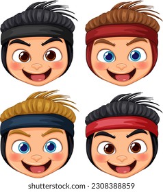 Asian ninja cartoon character illustration