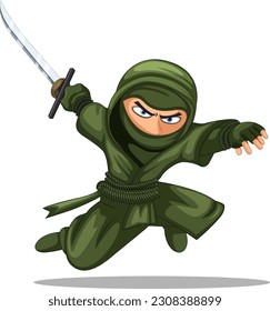 Asian ninja cartoon character illustration
