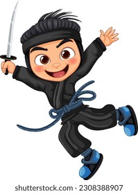 Asian ninja cartoon character illustration