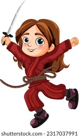Asian ninja cartoon character illustration