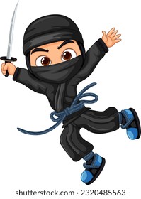 Asian ninja cartoon character illustration