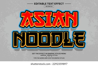 Asian noodle 3D editable text effect template