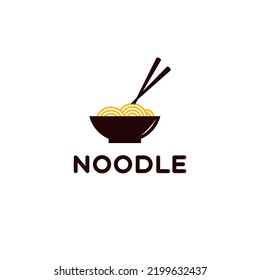 asian noodle ramen logo design with bowl and chopstick vector