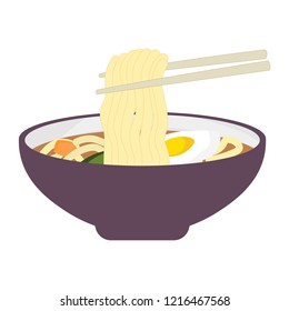 Asian noodle soup vector illustration