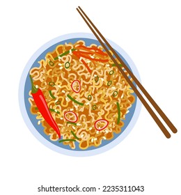 Asian noodles with red chilli