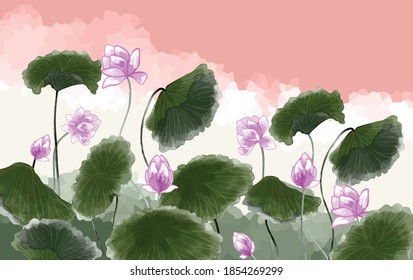 Asian oriental flower background vector