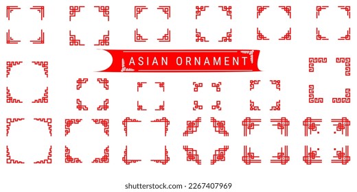 Asian ornament in vector style.  Vintage patterns in traditional Chinese style.  Vector Japanese corners