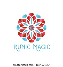 Asian ornamental emblem. Oriental geometric logo template. Vector arabic circular mosaic symbol