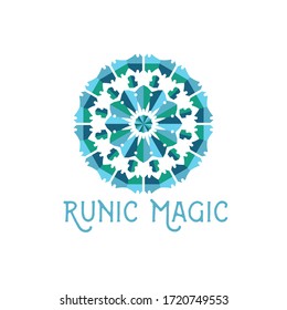 Asian ornamental emblem. Oriental geometric logo template. Vector arabic circular mosaic symbol